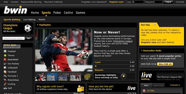 ブックメーカー”bwin”の登録ページへ