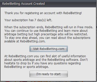 RebelBetting>アカウント作成完了