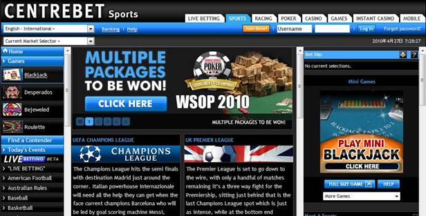 ブックメーカー”CENTREBET”の登録ページへ