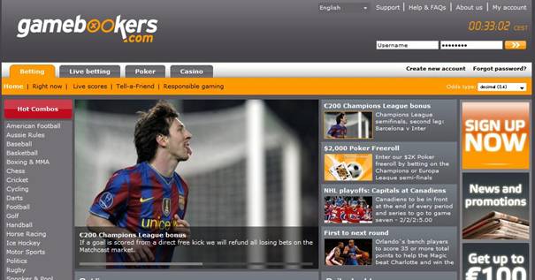 ブックメーカー”gamebookers"の登録ページへ