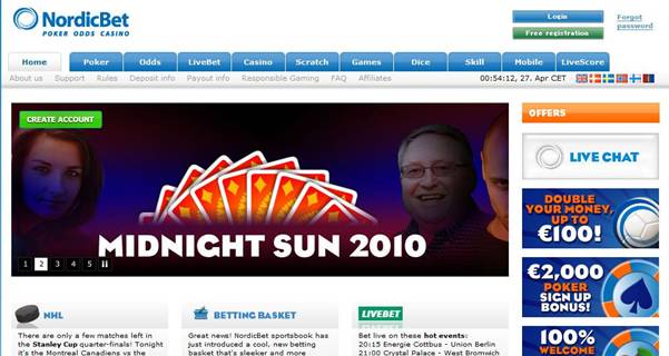 ブックメーカー”NordicBet"の登録ページへ