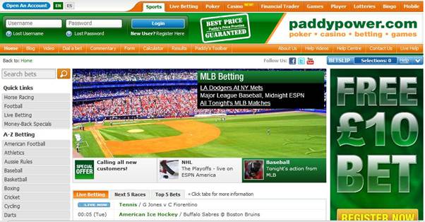 ブックメーカー”paddypower"の登録ページへ