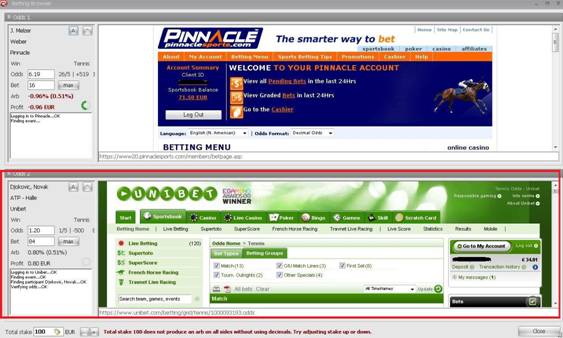 RebelBetting>Bet画面>ブックメーカー”Unibet”