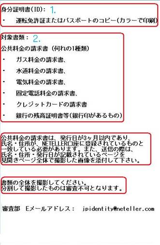 Neteller>Extended口座用本人確認用書類の内訳